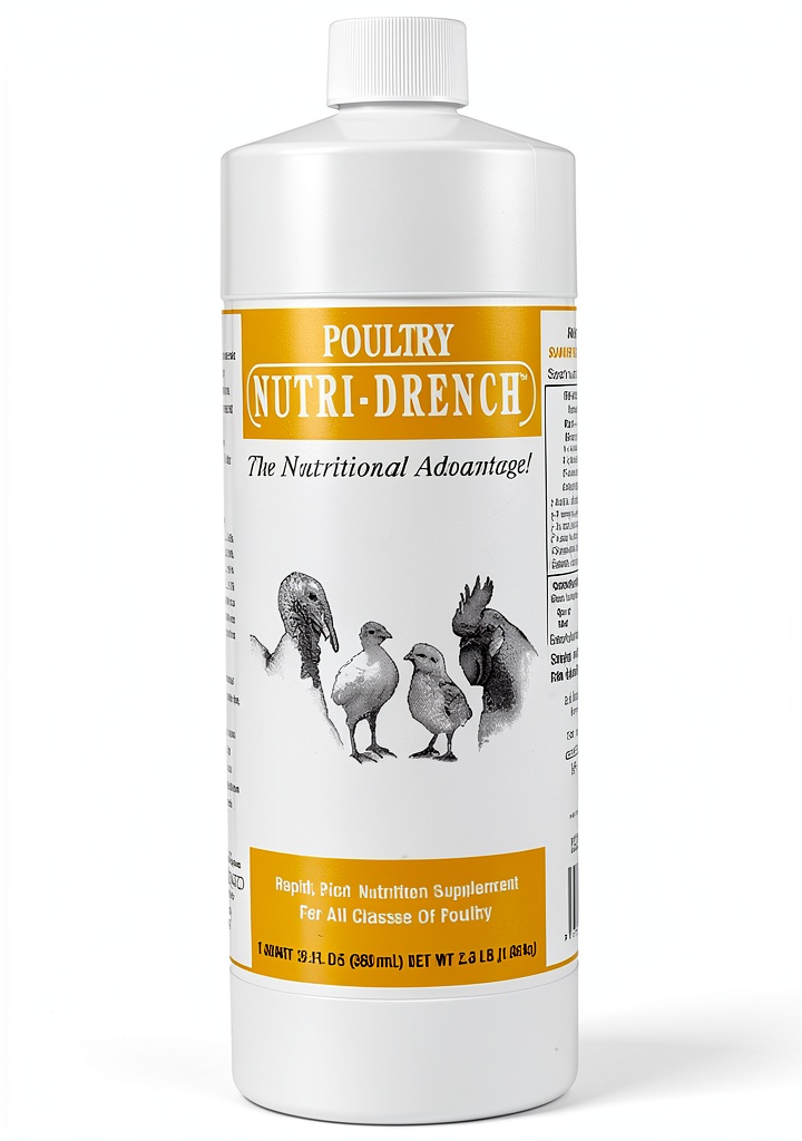 Installing Poultry Nutri Drench Bovidr Livestock Health Supplies Quart on a wooden desk
