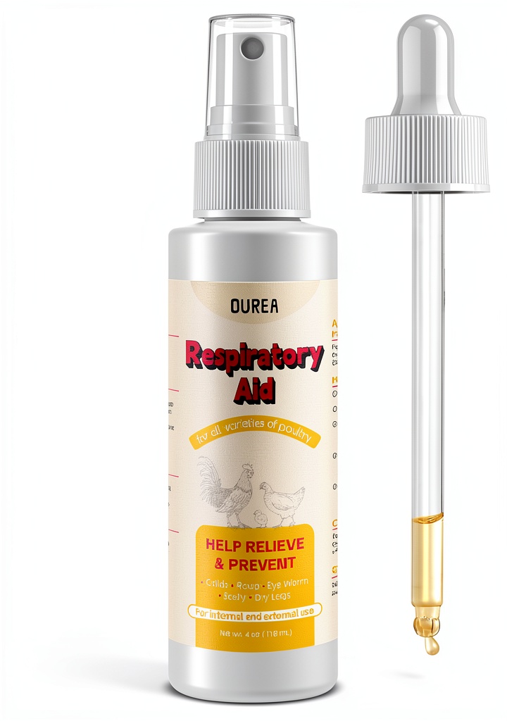 Applying Ourea Poultry Respiratory Aid Liquid 1oz with a dropper into a coop waterer
