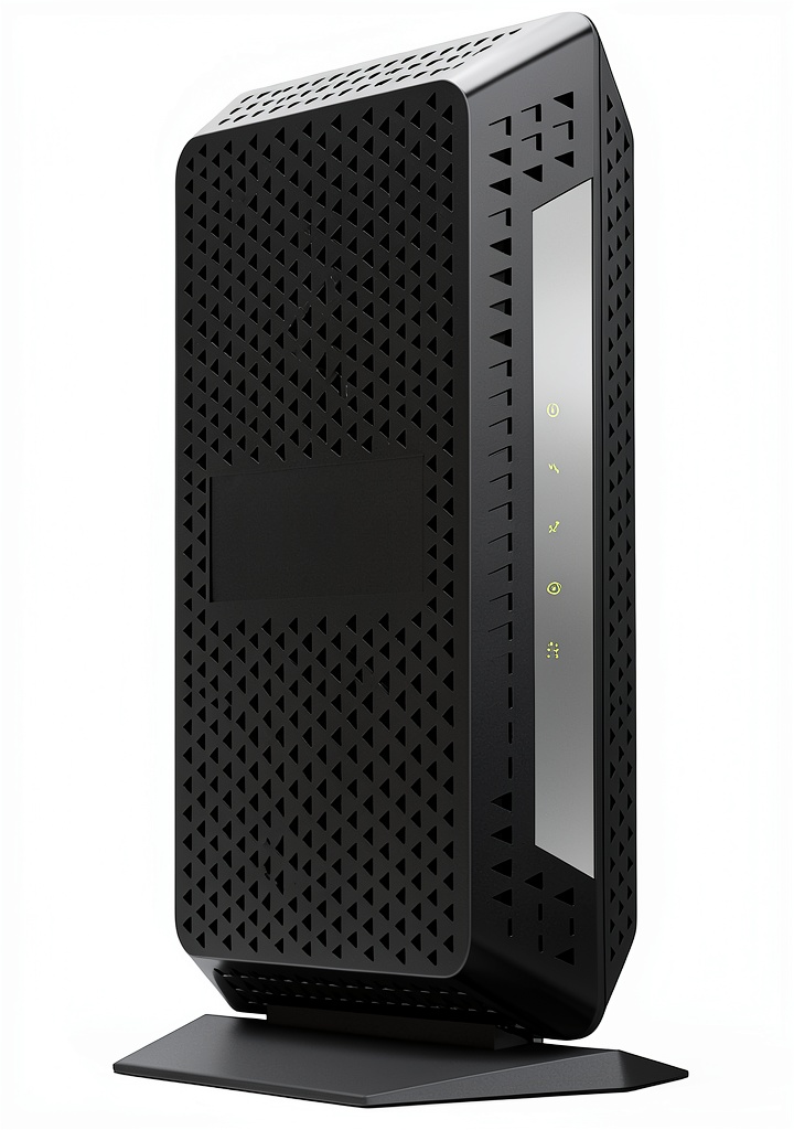 Installing NETGEAR Cable Modem CM1000 1Gbps Gigabit Ethernet on a wooden desk