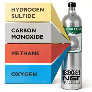 Multi Calibration Gas Mix NorLab 29L 25ppm H2S 100ppm CO 2.5% CH4-0